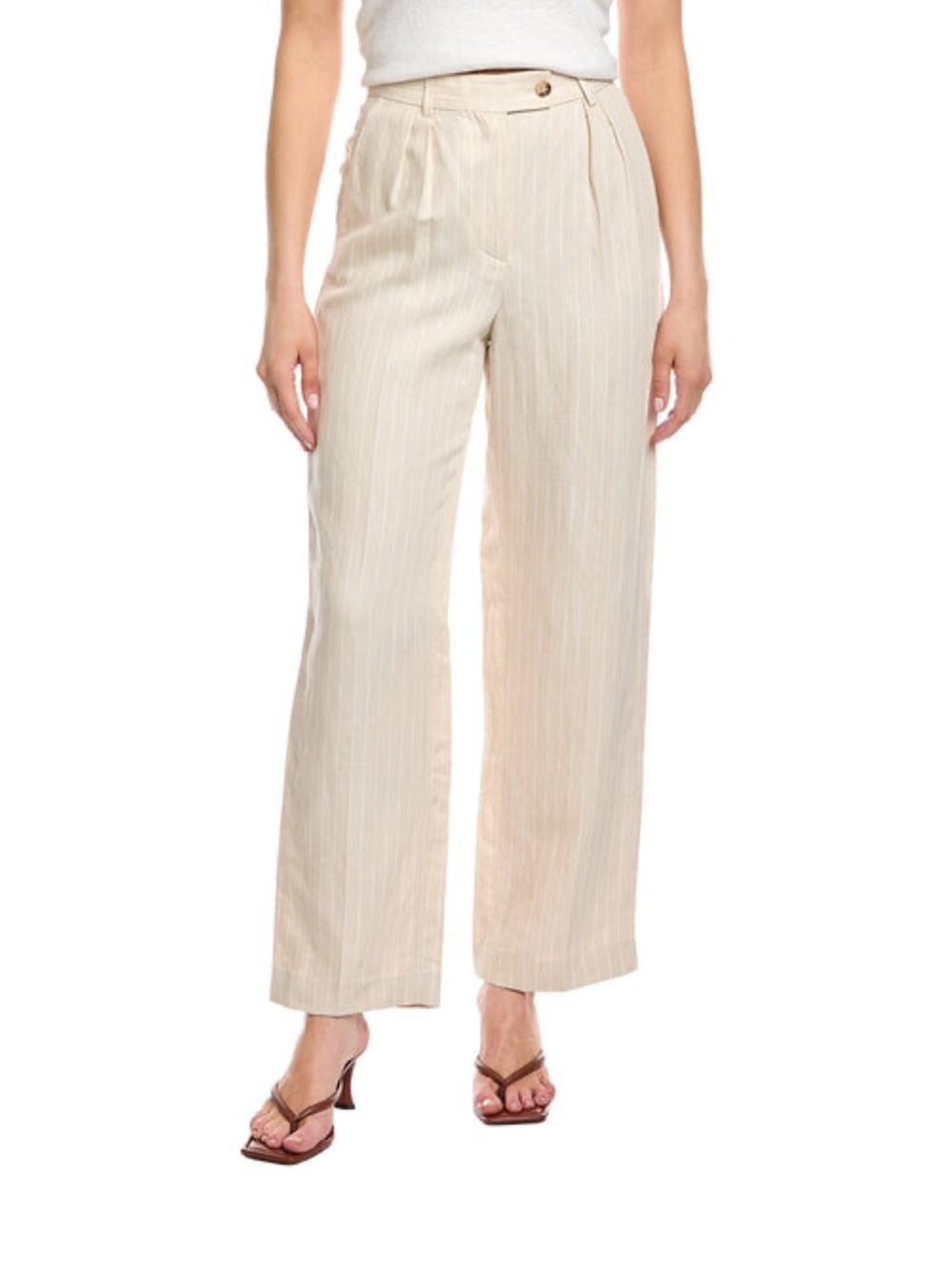 ba&sh Cream Wide-Leg Pleated Trousers